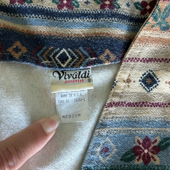 Vintage Vivaldi Jeanswear Aztec Vest Medium Austin Western Santa Fe - Picture 5 of 10